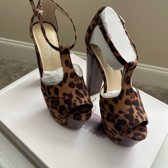 Jessica Simpson Leopard Print Platform Sandals - Brown/Black - Picture 2 of 4